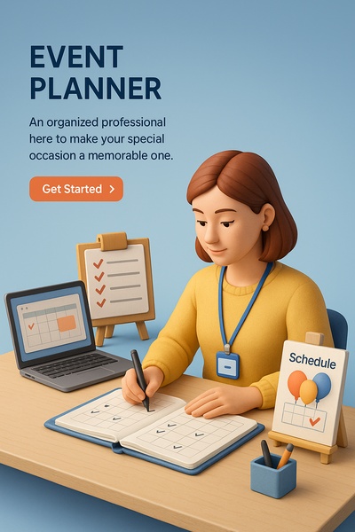 3D Illustration of an Event Planner at Work