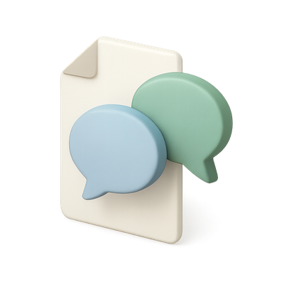 3D Speech Bubbles Icon on Document Background