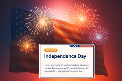 Celebratory Fireworks with American Flag for Independence Day
