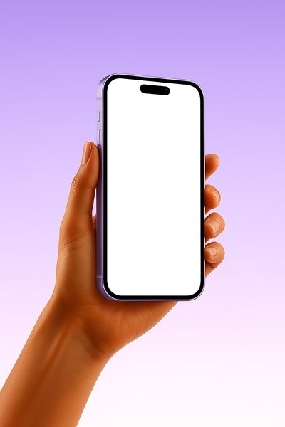 Smartphone in Hand Against Gradient Background
