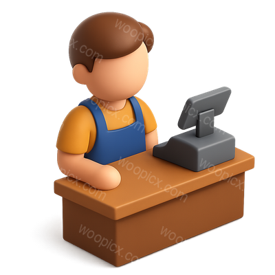 Stylized 3D Shopkeeper Icon Design for Retail Concepts