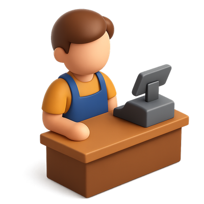 Stylized 3D Shopkeeper Icon Design for Retail Concepts