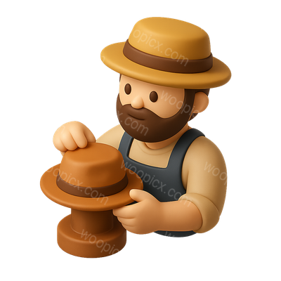 3D Hat Maker Icon with Hat Block in Isometric View