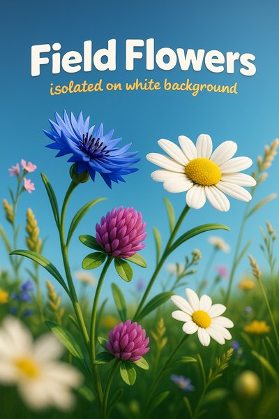 Vivid Field Flowers in a Dynamic Illustration Style