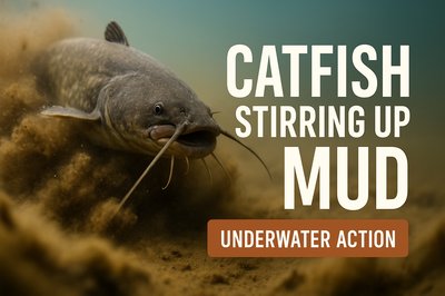 Underwater Action Scene Featuring a Catfish Stirring Up Mud