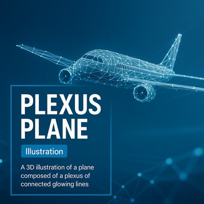 3D Plexus Plane Illustration with Clean Design Elements