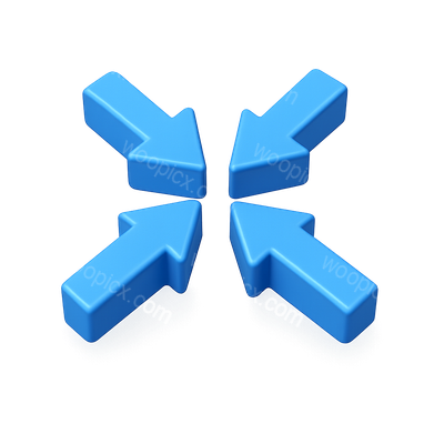 Stylish 3D Inward Arrows Icon Design