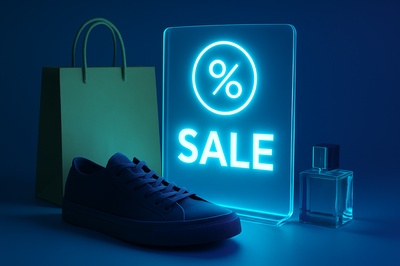 Stylish Realism in Sale Promotion with Neon Elements
