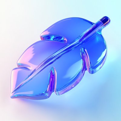 Stylized Glass Leaf Sculpture with Gradient Colors