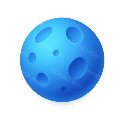3D Blue Moon Icon with Isometric Design and Transparency