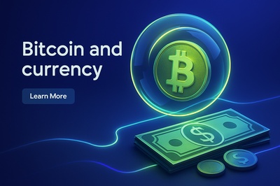 Illuminated Bitcoin and Currency Concept in 3D Design