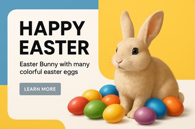 Vibrant Easter Bunny Display with Colorful Eggs