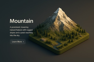 Stunning Realistic 3D Mountain Scene with Text Elements