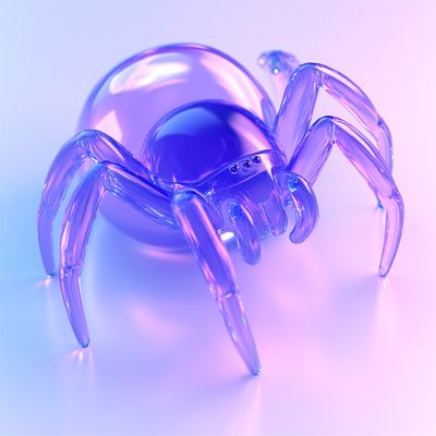 3D Render of a Stylized Spider in Glass-Like Material