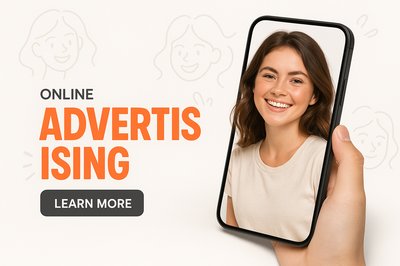 Modern Smartphone Advertisement Featuring a Smiling Woman