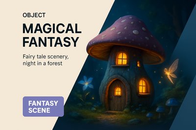 Enchanting Nighttime Forest Scene with Magical Elements