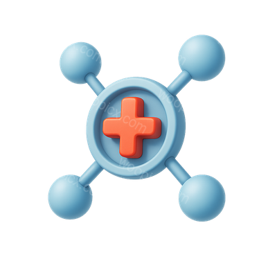 3D Network Icon with Plus Sign in Isometric View