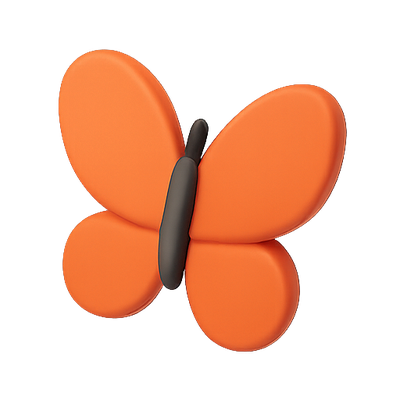 3D Render of an Orange Butterfly Icon