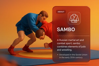 3D Illustration of Sambo Martial Art with Informative Overlay