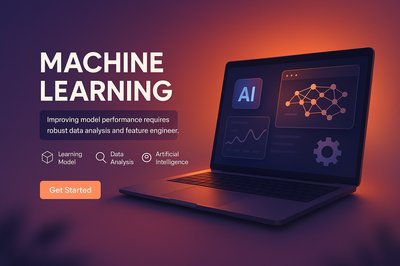 Modern Laptop Displaying Machine Learning Concepts and Data Analysis