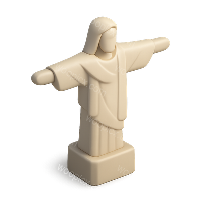 3D Icon of Christ the Redeemer in Isometric View