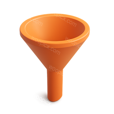 Stylish 3D Funnel Icon with Orange Color