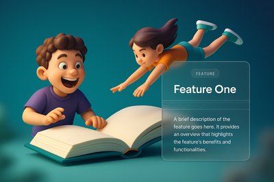 Excited Boy Engaged with 3D Book Illustration
