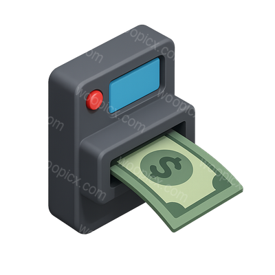 3D Currency Validator Sensor Icon in Isometric View