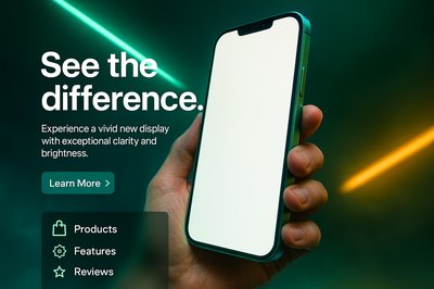 Dynamic Neon Landing Page Design with Mobile Showcase
