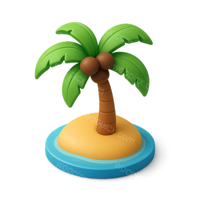 3D Coconut Palm Icon for Tropical Themes