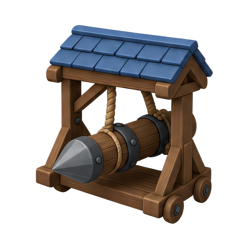 Battering ram with protective roof