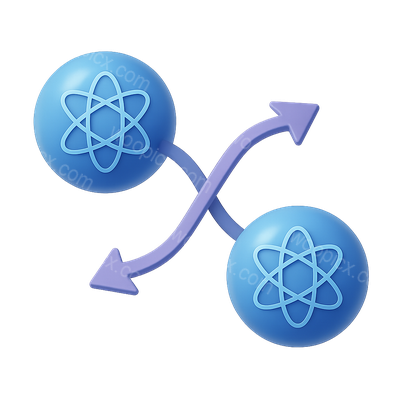 3D Quantum Entanglement Icon with Isometric View