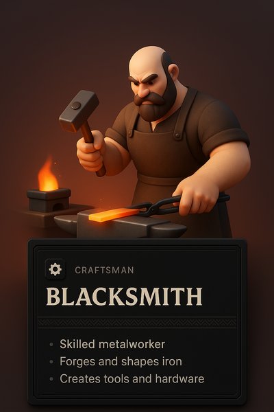 3D Blacksmith Illustration with Integrated Design Elements