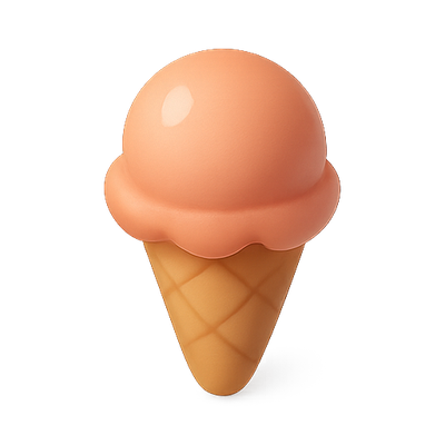 Realistic Ice Cream Cone Icon with Soft Colors