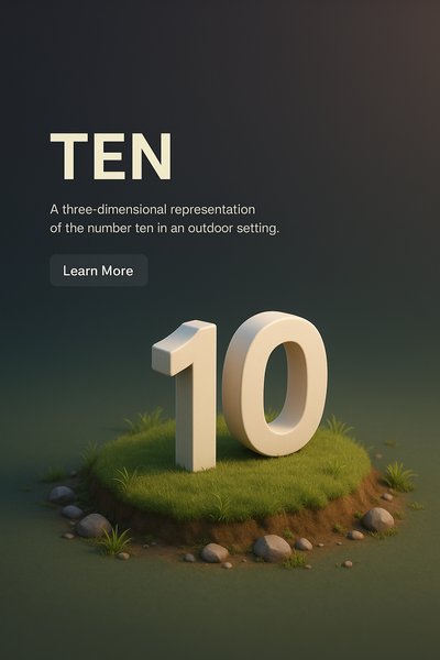 Stylized 3D Scene Featuring Number Ten in Nature