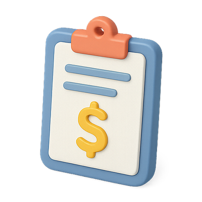 3D Clip Board with Dollar Sign Icon