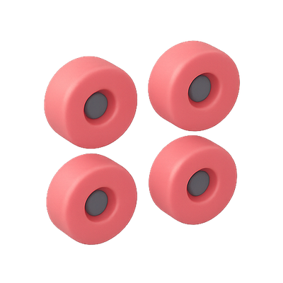 Set of Four Soft Coral Earbuds in a Minimalist Style