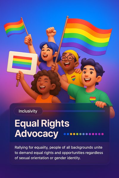 Vibrant LGBTQ+ Rights Rally Illustration Featuring Diverse Youth