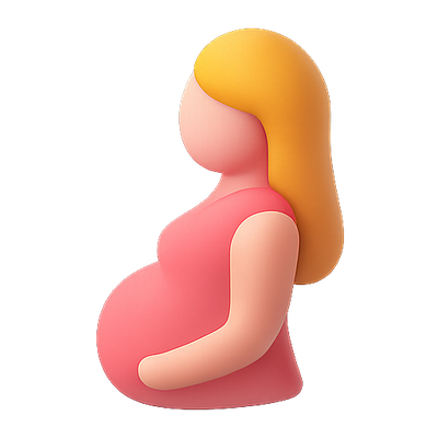 3D Render of a Pregnant Woman Icon in Soft Colors