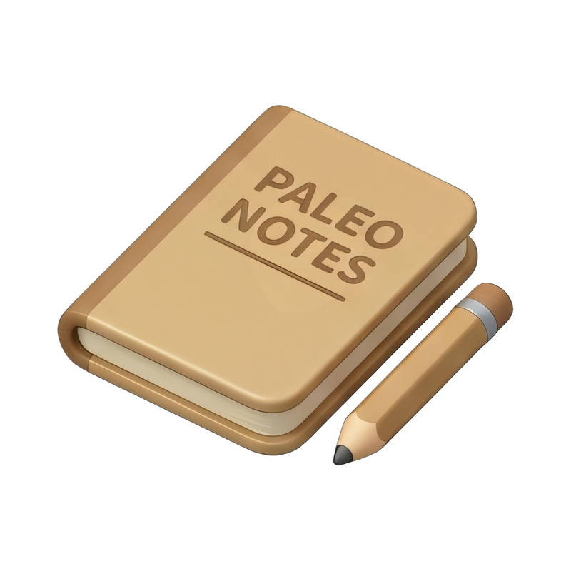 Paleo field notebook on grass