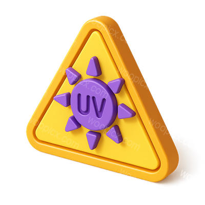 3D UV Light Warning Icon in Isometric Design