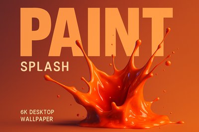Vivid Paint Splash 8k Desktop Wallpaper with Bold Typography