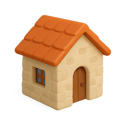 3D Render of a Cute Cartoon House Model