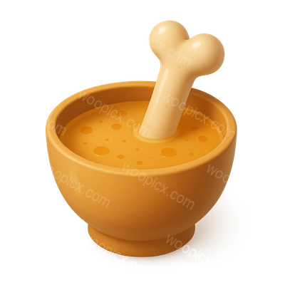 Stylized 3D Bone Broth Icon with Bone