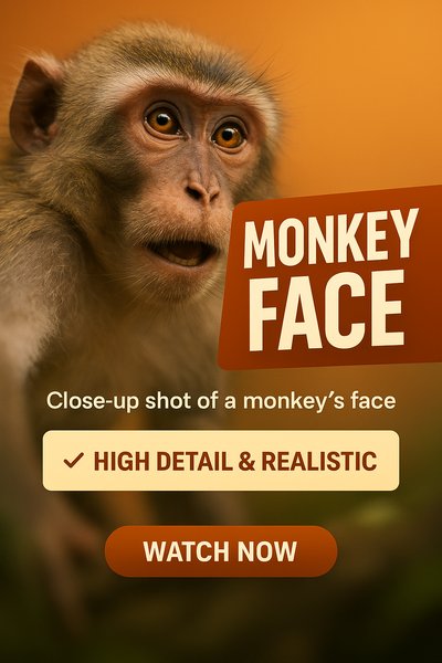 Close-Up Image of a Monkey's Face with Realistic Detail