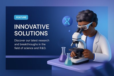 3D Scientific Research Concept Featuring Innovative Solutions