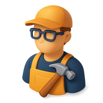 3D Icon of a Construction Worker with Hammer