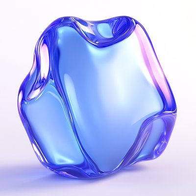 Abstract 3D Glass Sculpture with Fluid Shapes