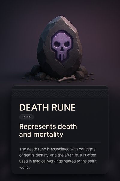 3D Illustration of Death Rune with Design Elements