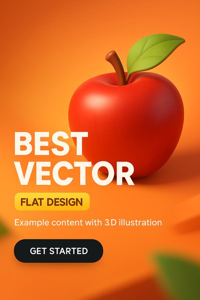 3D Illustration of an Apple in Flat Design Style